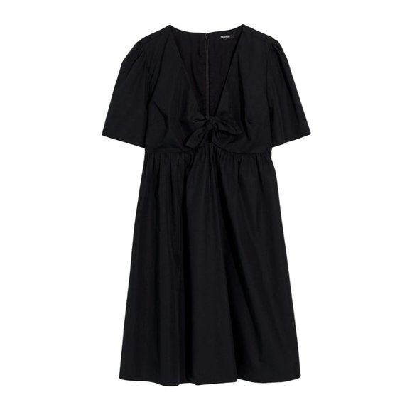 Madewell Tie-Front Black Mini Dress Size 0 - Picture 4 of 5